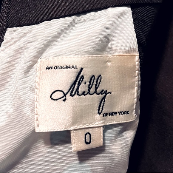 Milly of New York Vintage Silk Geometric Retro Shift Dress Grecian Collar Size 0 - Picture 10 of 11